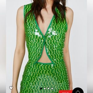 Green Sequin Two Piece Set - Top